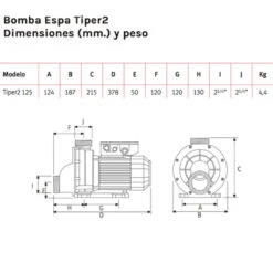Bomba Espa Tiper Hidromasaje Y Spa -Suministros Para Piscinas bomba espa tiper2 dimensiones peso 2 1