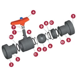 Válvula De Bola Standard PVC Teflón - FPM Roscar 15 Válvula De Bola Standard PVC Teflón - FPM Roscar -Suministros Para Piscinas despiece valvula bola cepex standard pvc teflon fpm encolar 1 1
