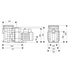 Bomba De Filtración BWT Eurostar II Monofásico -Suministros Para Piscinas medidas bomba eurostar ii 1 1