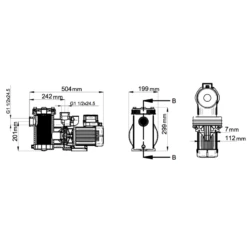 Bomba De Filtración BWT WP Pro -Suministros Para Piscinas medidas bomba wp 1600