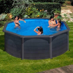 GRE Piscina Starpool Redonda Grafito 120 Cm -Suministros Para Piscinas piscina desmontable gre circular imitacion grafito gente