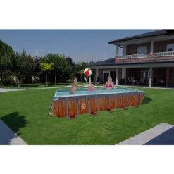 Jilong Piscina Frame Plus Wood 5,4 X 2,5 X 1 M -Suministros Para Piscinas piscina frame plus rectangular madera jardin