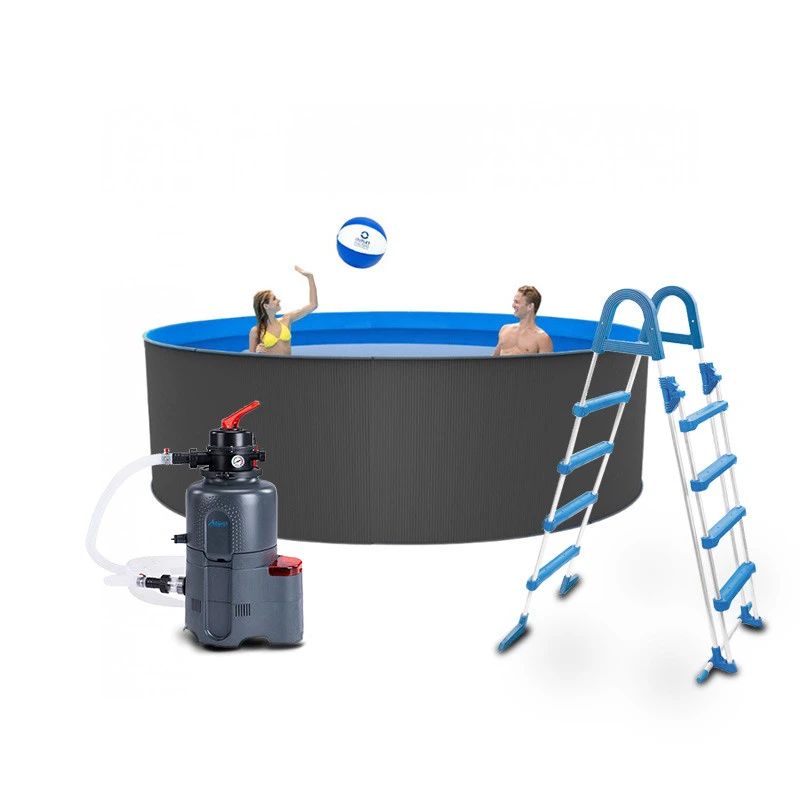 Piscina De Acero Grey 360 X 120 Cm 2 Piscina De Acero Grey 360 X 120 Cm - Imagen 2