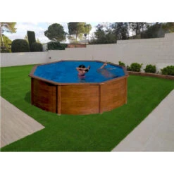 GRE Piscina Starpool Redonda Imitación Madera 120 Cm -Suministros Para Piscinas piscina starpool gre acero madera redonda p350w exterior