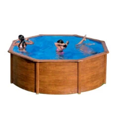 GRE Piscina Starpool Redonda Imitación Madera 120 Cm -Suministros Para Piscinas piscina starpool gre acero madera redonda p350w 1 1