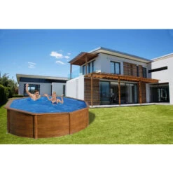 GRE Piscina Starpool Redonda Imitación Madera 120 Cm -Suministros Para Piscinas piscina starpool gre acero madera redonda p460w exterior