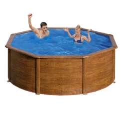GRE Piscina Starpool Redonda Imitación Madera 120 Cm -Suministros Para Piscinas piscina starpool gre acero madera redonda p460w gente