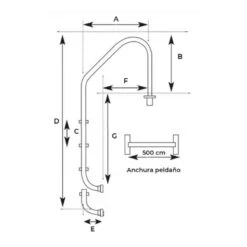 Escalera Pasamanos Estandar Para Piscina PQS -Suministros Para Piscinas plano dimensiones escalera estandar