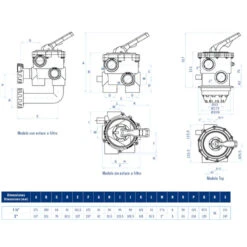 Válvula Selectora Classic Astralpool -Suministros Para Piscinas valvula selectora classic astralpool 00597 dimensiones 2